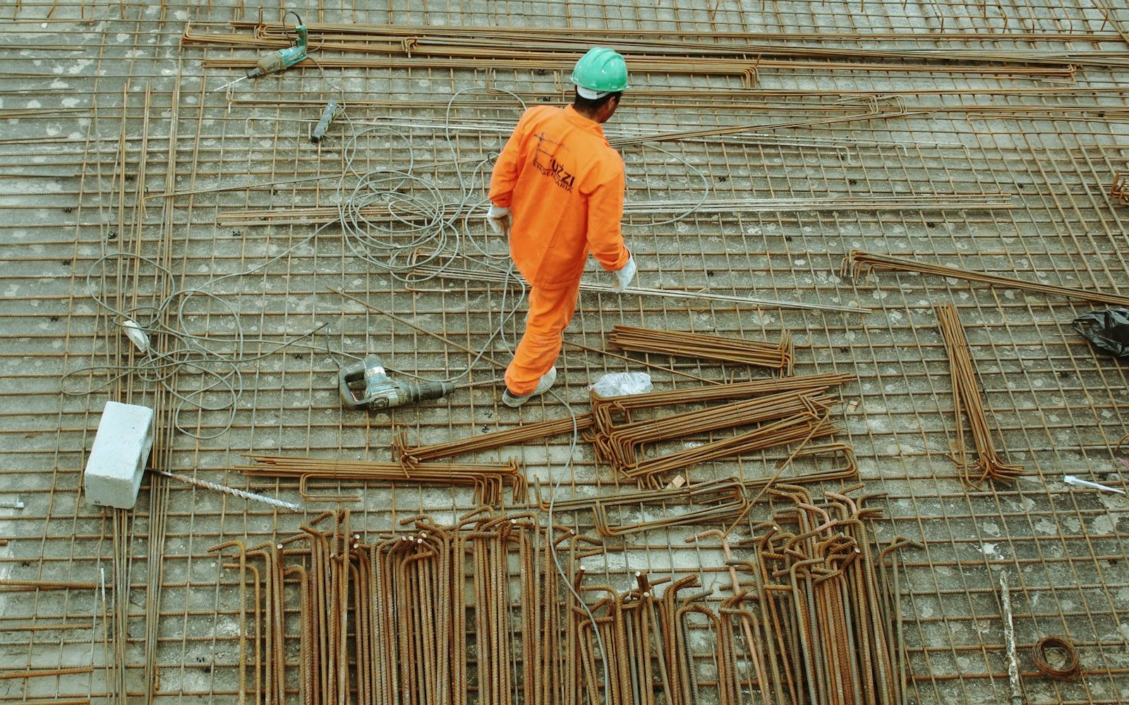 man walking on construction site